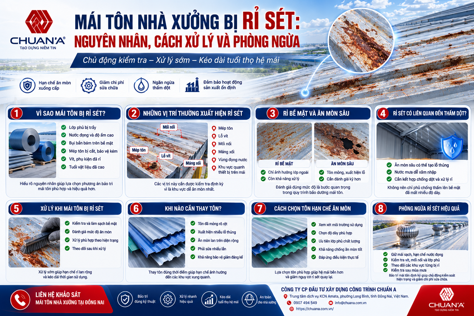 Mái tôn nhà xưởng bị rỉ sét: Nguyên nhân, cách xử lý và phòng ngừa